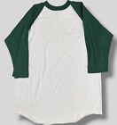 Vintage Ringer T Shirt Men's XL White Green Long Sleeves Single Stitch Soffe 