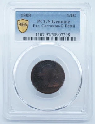 1808 Draped Bust 1/2 Half Cent PCGS Genuine G Detail - U628 - Image 1 of 4