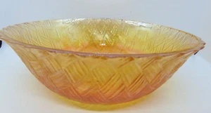 Indiana Carnival Glass Bowl Vintage Marigold Iridescent Basket Weave Pattern - Picture 1 of 4