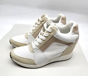 Serra Ladies Wedge Hi Top Sneakers White Size 9 High Heel Comfort Shoes - Picture 1 of 11
