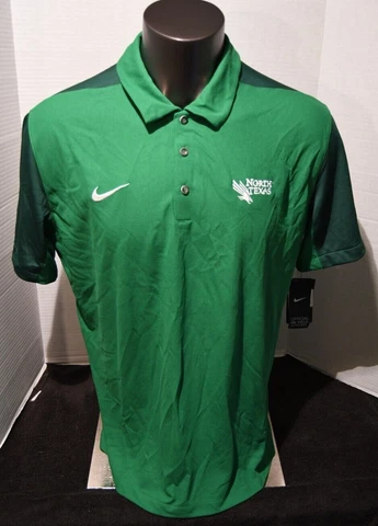 North Texas Mean Green Nike Dri Fit Green Polo Shirt Men's Sizes L-XL New W Tag Cover