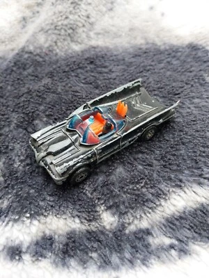 CORGI JUNIORS # 1002 BATMOBILE BATMAN DIECAST CAR BLACK 1971 CHROME WHIZZWHEELS - Image 1 of 4