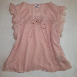 BB Dakota Pink Polka Dot Babydoll Blouse Women's XS Coquette Romantic Pastel - Picture 1 of 5