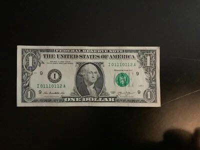 2013 $1 DOLLAR BILL I01110112A Trinary (012) - Image 1 of 4