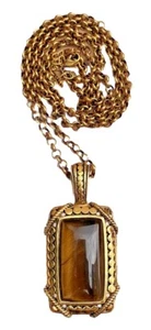 JOAN RIVERS SIGNED LARGE TIGER EYE  STATEMENT NECKLACE 30" - Picture 1 of 5