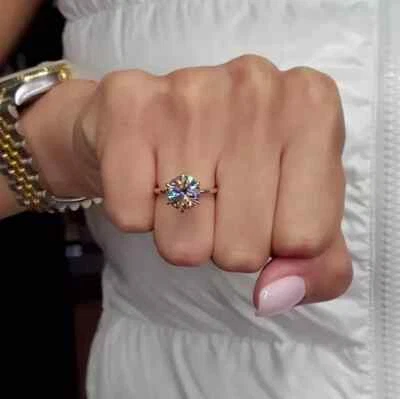 3Ct Round Cut IGI Lab Grown Diamond Ring For Birthday Gift 14k Yellow Gold - Image 1 of 4