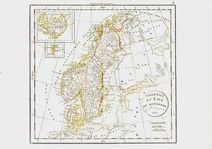 Carte : NORVEGE, SUEDE & DANEMARK -1834, 38 x 49 cm. Delamarche. Scandinavie - Imagen 1 de 1