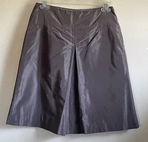 J Crew Silk Skirt Front Pleat A Line Short Minimal Work Career Grey Brown Size 2 - Picture 1 of 13