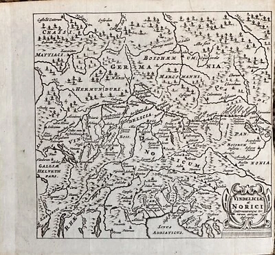 Vindeliciae Et Norici (1701) Original Map - Copper Plate - Philipp Cluver - Image 1 of 2