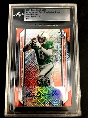Rico Bussey JR.  2021 Leaf Metal Draft Auto 1/1 Mojo Orange Production Proof RC - Image 1 of 2