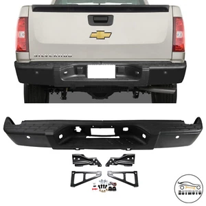 Black Rear Step Bumper w/Sensor Holes for 07-13 Chevy Silverado GMC Sierra 1500 - Picture 1 of 11