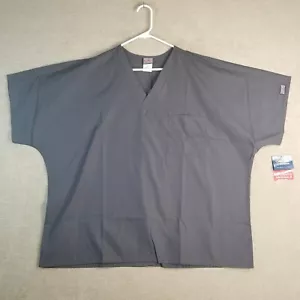 New Scrubs 2XL Cherokee Unisex Workwear V Neck Scrub Top 4777 Pewter Gray - Picture 1 of 6