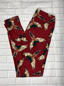 Lularoe OS One Size Leggings Macaw Tropical Bird Red Background NEW - Picture 1 of 4