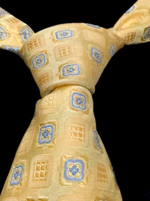 Галстук CANALI шелковые золотые квадраты цветочный итальянский галстук - Изображение 1 из 4