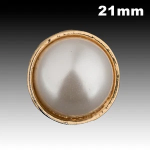 Vintage Gold Metal Domed Button w/ Faux Pearl 21mm 40023008 - Picture 1 of 2