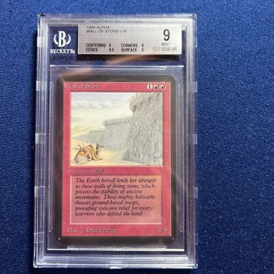 MTG ALPHA U R Wall of Stone BGS 9 Quad+ MINT (Gem Mint edges) 1993 - Image 1 of 2