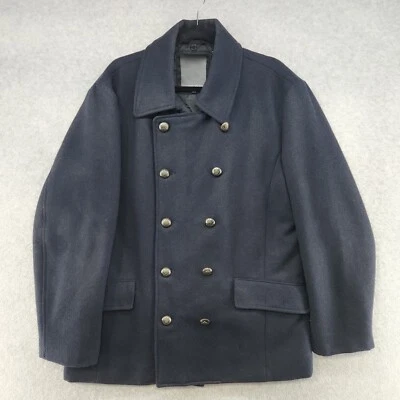 PROJEK RAW Mens Black Peacoat Size XL Button Zip Wool Blend Heavy - Image 1 of 4