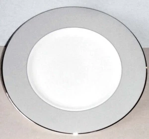 Plato de almuerzo Vera Wang Vera encaje Chantilly 9" acento banda gris perla NUEVO - Imagen 1 de 2