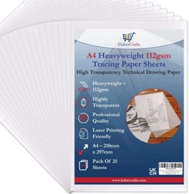 A4 Tracing Paper Sheets Printable Tracing Paper Acid Free 63gms 90gsm 112gsm - Image 1 of 4