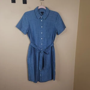 Vestido camisero con cinturón J.CREW Chambray talla 4 - Imagen 1 de 11