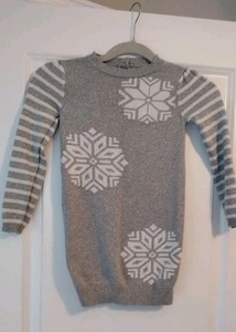 Gymboree Cozy Ski Lodge Sparkle Snowflake Silver Sweater Dress Girls 5T EUC  - Picture 1 of 4