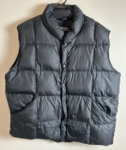 Lands End Black Goose Down Quilted Puffer Vest Men's XL 46-48 - Picture 1 of 5