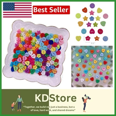200 Pcs Colorful Resin Craft Buttons Assorted Shapes for Sewing DIY Kids - Image 1 of 4