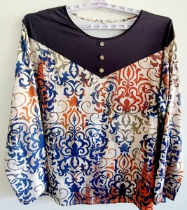 UNBRANDED Womens 4X Pullover Multi-color Blouse w/Black Yoke - Picture 1 of 9