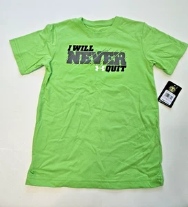 UA Under Armour Little Boy's 6 Short Sleeve Logo T-Shirt Tee I Will Never Quit - Picture 1 of 2