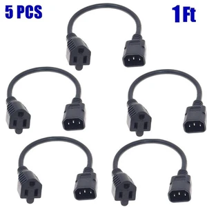 Cable de alimentación para computadora PC monitor PC 5x 1 ft IEC320 C14 a NEMA 5-15R 125 V - Imagen 1 de 1