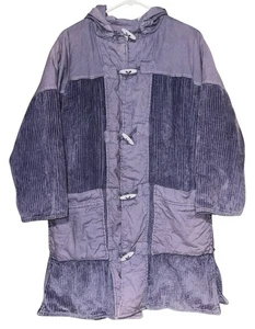 Vintage Together! Jacket Womens L Boho Corduroy Patchwork Long Puffy Coat - Picture 1 of 10