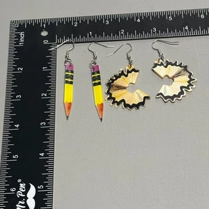 Back-to-School Pencil & Shaving Earrings – Teacher Gift | Fun Statement Jewelry - Picture 1 of 6