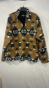 Wrangler Aztec Sherpa Heavy Quarter Zip Pullover Sweater Gelb Herren XL Tribal - Bild 1 von 12