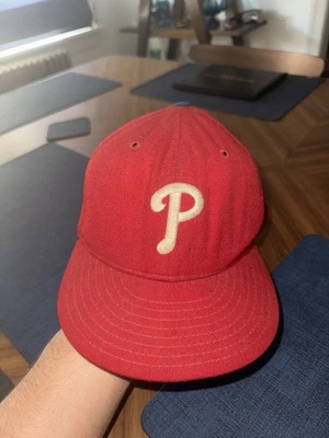 Vintage Philadelphia Phillies Hat NEW ERA Diamond Collection 100% Wool 7 1/8 USA - Image 1 of 4