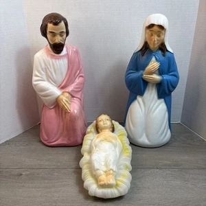 Vintage Empire Blow Mold Nativity Set Mary Joseph Baby Jesus In Manger 18” Tall - Picture 1 of 18