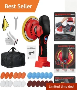 Pulidora de coche inalámbrica tampón 6 velocidades 5500 RPM compatible con batería de 18V - Imagen 1 de 10