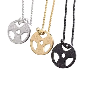 Heavyweight Lifting Barbell Weight Plate Mens Pendant Necklace for Gym Lifters - Picture 1 of 19