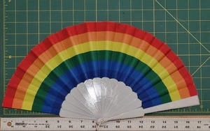 Rainbow Striped Hand Fan Festival Parade - Picture 1 of 7