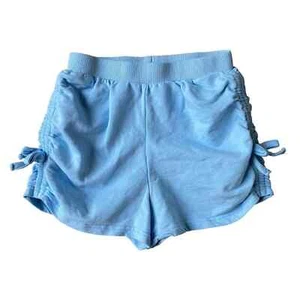 Girls 10 Light Blue Athleisure Athletic Rouched Side Tie Elastic Shorts - Picture 1 of 2