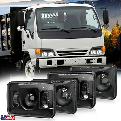 Newest Upgrade for Isuzu NPR 1991-2005 Truck 4PC DOT 4x6 inch LED Headlights H4 - Image 1 of 4