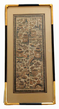 Antique Chinese Silk Embroidery Forbidden Stitch Embroidered Robe Panels Framed