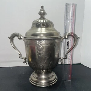 Silver Tested -Antique 12” Trophy Style Urn with domed lid - Dessau Home Decor - Picture 1 of 18