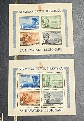 Croacia 1943 Legión Alemana Hojas Perf & Imperf MNH Foto 1 de 4