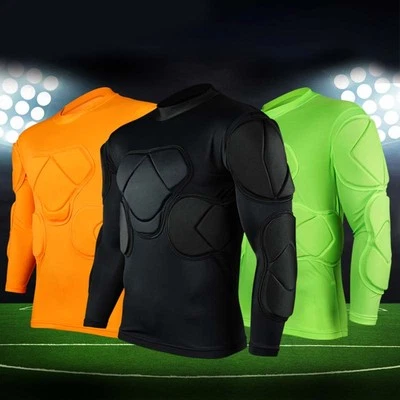 Men's Soccer Football Jersey Goal Keeper Padded Chest Long Sleeve Shirt Tops - Image 1 of 4