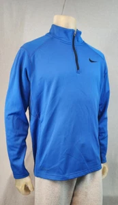USADO Nike Therma Ft GRANDE Azul con Negro 1/4 Cremallera Cuello Largo Slv Pullover Activo Top - Imagen 1 de 7