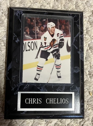 Vintage Chicago Blackhawk Chris Chelios Marble Plaque Cover