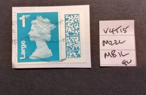 GB 2022 Barcoded Machin~1st Large~SG~V4515~MBIL~M22L~on piece~Good Used - Picture 1 of 1