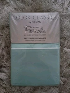 NIP Color Classics by Stevens Teal No Iron Percale King Size (2) Pillowcases USA - Picture 1 of 5