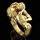 Carved Fashion Figures Retro Couple Kiss Love Embrace Rings Sculpture Ring