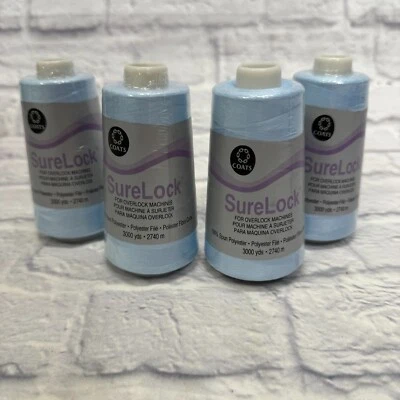 Lot of 4 Coats Surelock Overlock Thread 3,000yd-Icy Blue, 6110-4310 NEW - Image 1 of 2